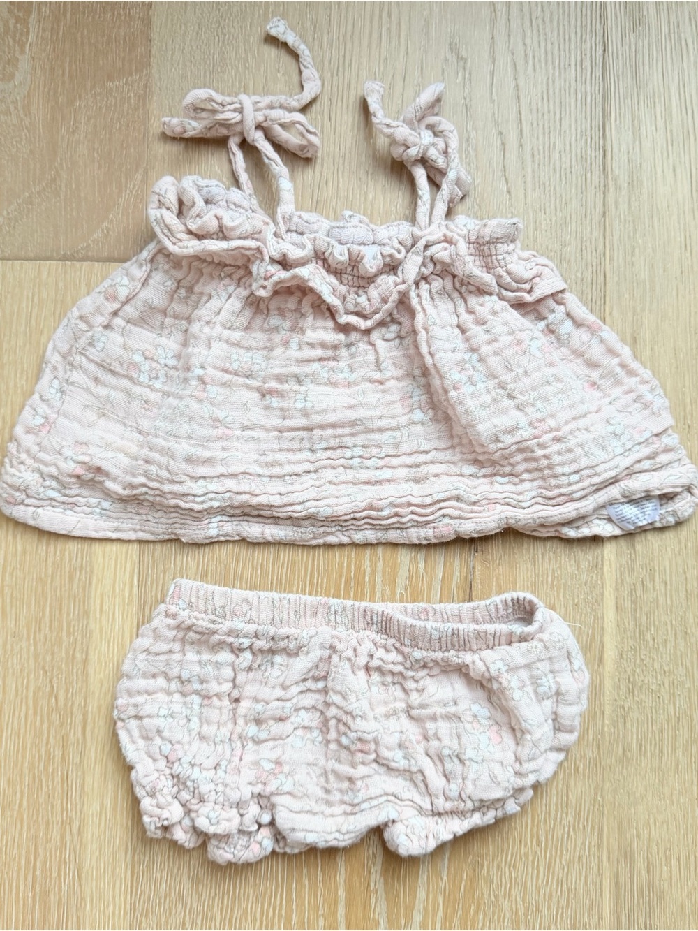 Angel Dear Light Pink Muslin Baby Top and Bloomers
